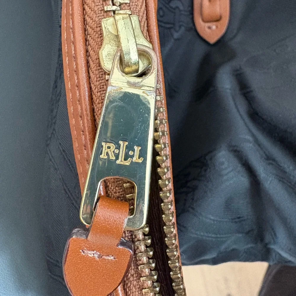 Black and tan Ralph Lauren shoulder tote - Picture 2 of 9